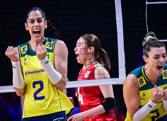 Brasil vence de virada Japão por 3 sets a 2 e segue invicto na Liga das Nações de Vôlei Feminino - em 28/05/2024 Por: Divulgação/ Volleyball World