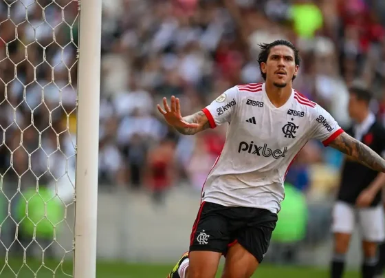 Pedro marca na vitória por 6 a 1 do Flamengo contra o Vasco no Maracanã, pela sétima rodada do Brasileiro, em 02/06/2024 Por: Reprodução Instagram/Flamengo