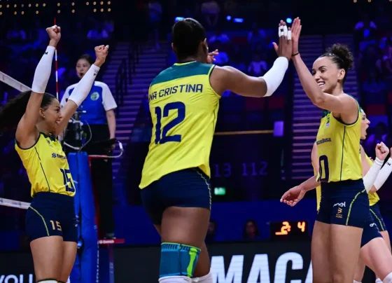 seleção feminina de vôlei derrota a Itália por 3 sets a 2, na segunda semana da LIga das Nações, em 01/06/2024 Por: Divulgação/World Volleyball