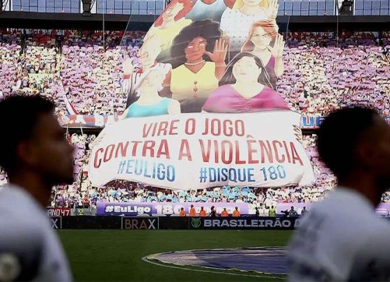 Arena Castelão abraça mobilização pelo Feminicídio Zero em Fortaleza x Corinthians - Reprodução/TV Glogo