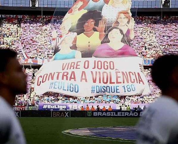 Arena Castelão abraça mobilização pelo Feminicídio Zero em Fortaleza x Corinthians - Reprodução/TV Glogo