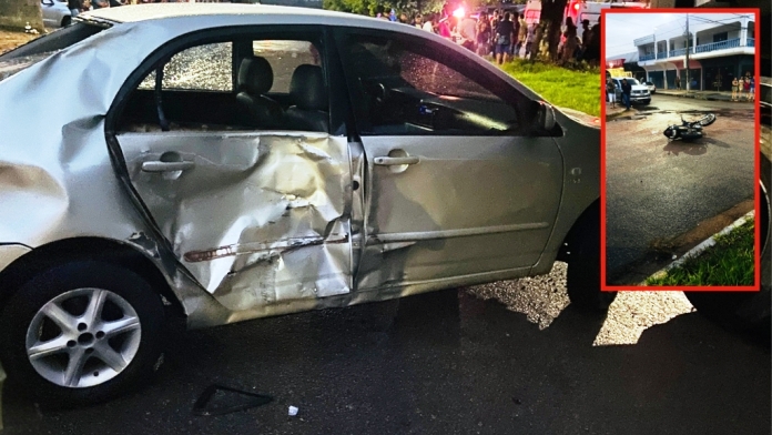 A colisão entre Toyota Corolla e Honda Bros ocorreu no cruzamento da Rua José Geroto de Medeiros com a Avenida Mato Grosso. Foto/novacanamt