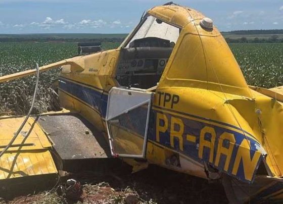 Piloto de avião agrícola morre após queda em fazenda em Mato Grosso