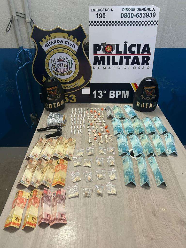 Rotam apreende mais de 100 porções de drogas e prende traficante em flagrante em Lucas do Rio Verde