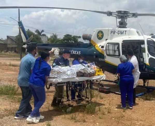 Trabalhador sofre queda de 8 metros em silo e é resgatado de helicóptero em Ipiranga do Norte 