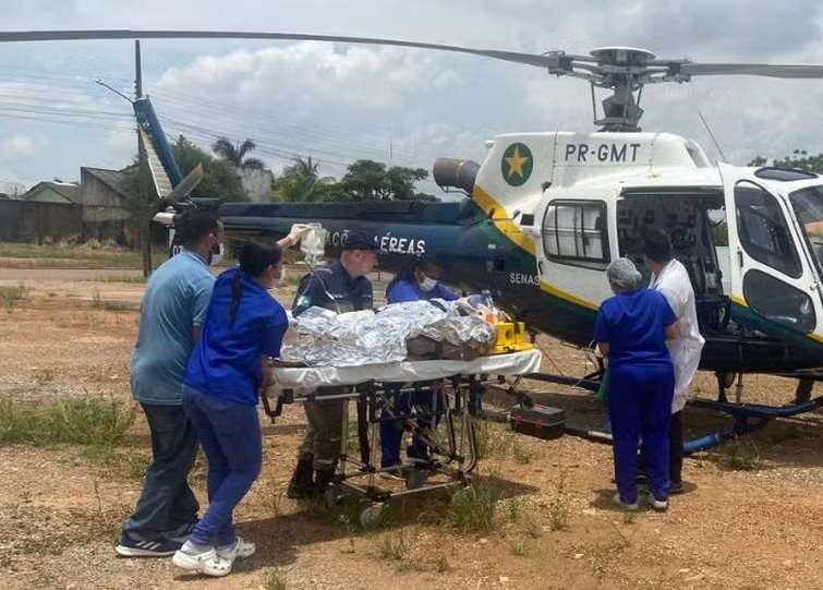 Trabalhador sofre queda de 8 metros em silo e é resgatado de helicóptero em Ipiranga do Norte 