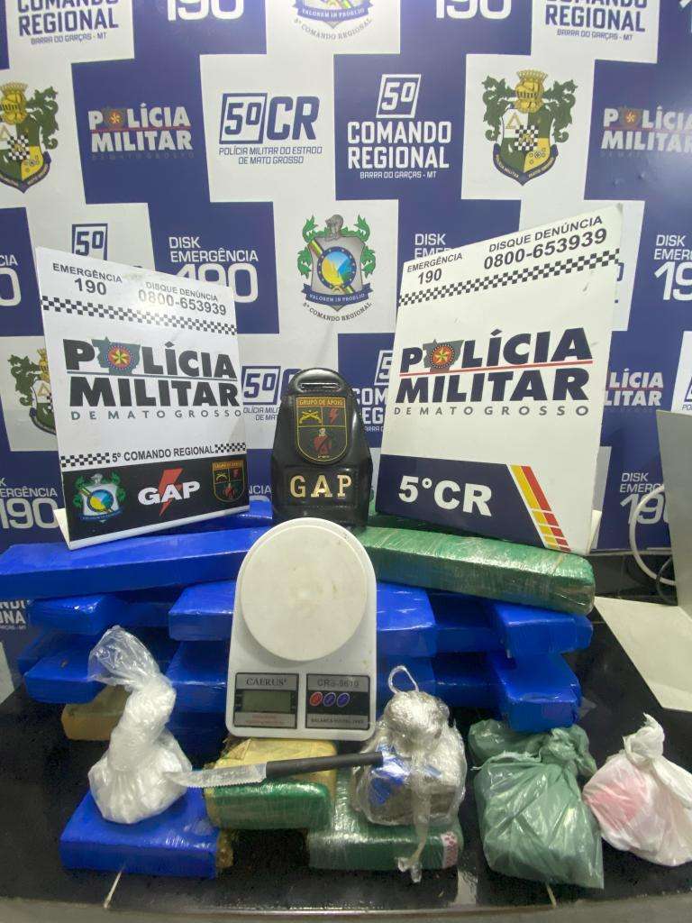 Polícia Militar de Mato Grosso fecha depósito de drogas e apreende 20 quilos de maconha