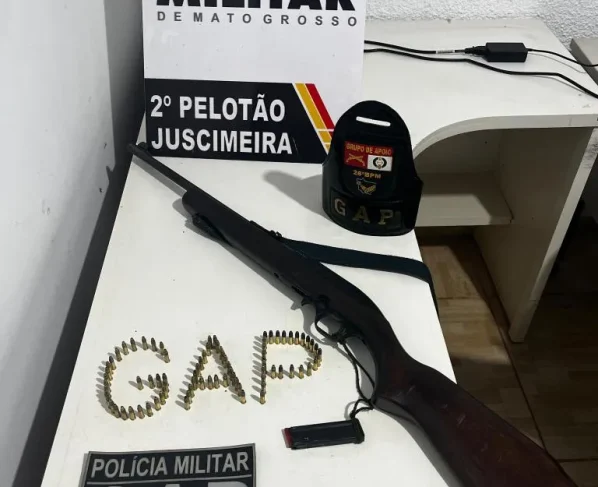 Homem preso por porte ilegal de arma de fogo em Juscimeira