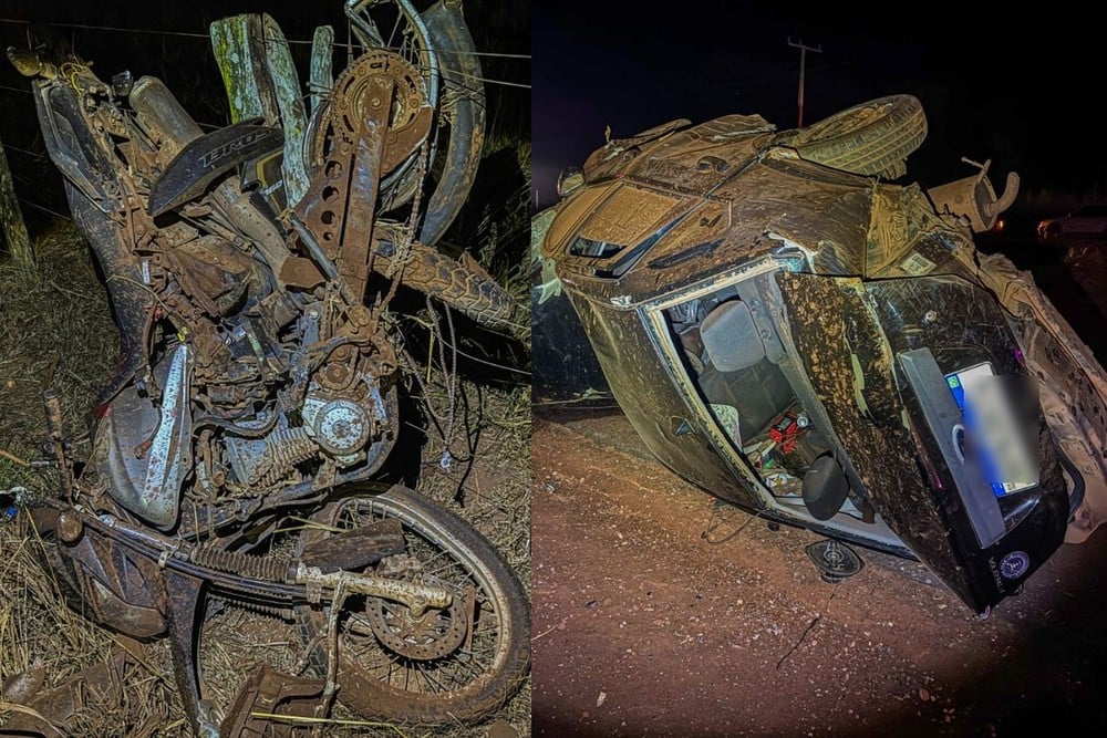 Acidente entre carro e moto deixa três mortos perto de Nortelândia