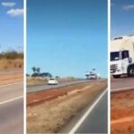 Vídeo: Motorista invade contramão e bate de frente com carretas