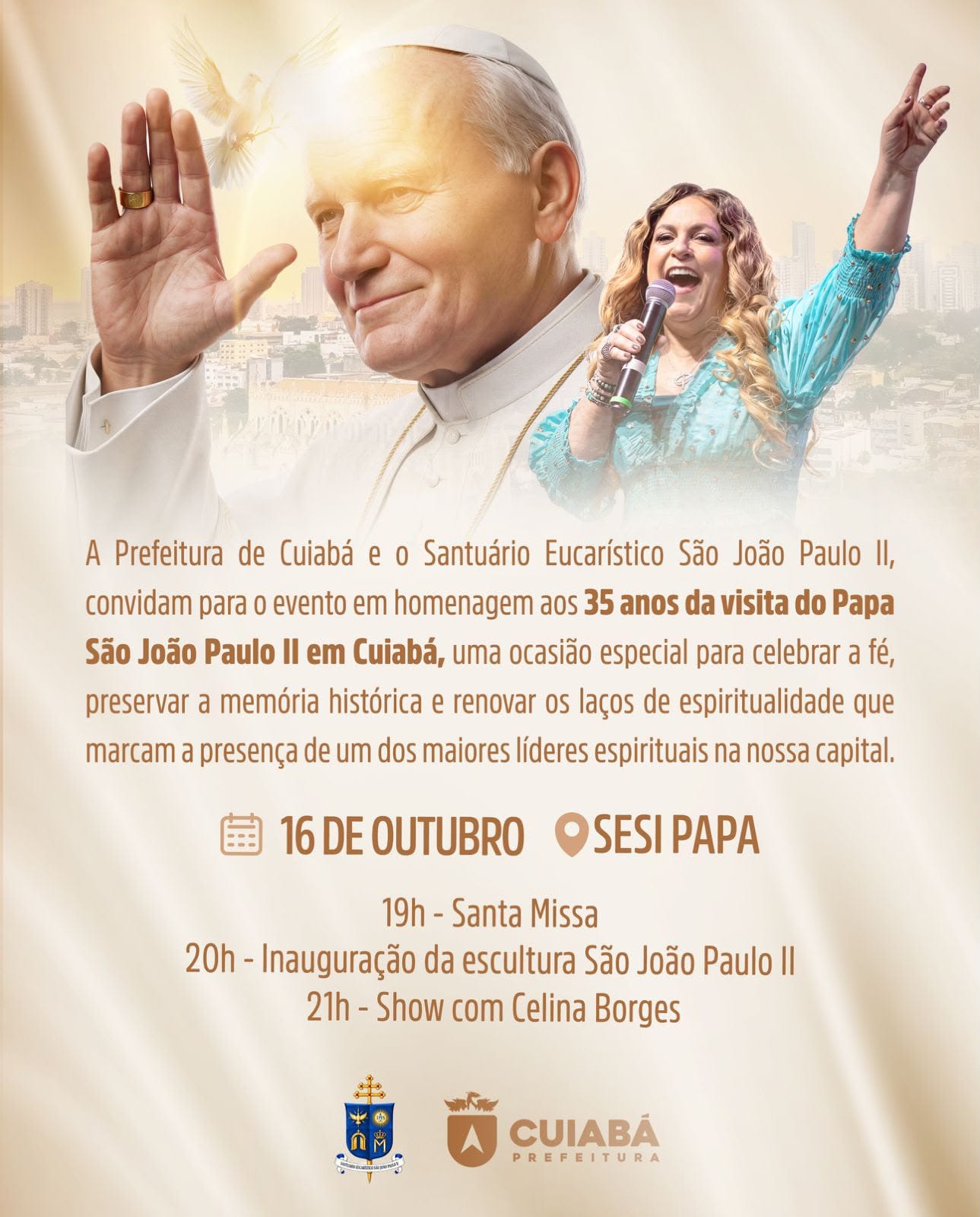 Evento que celebra 35 anos da visita do Papa a Cuiabá deve receber 4 mil fiéis